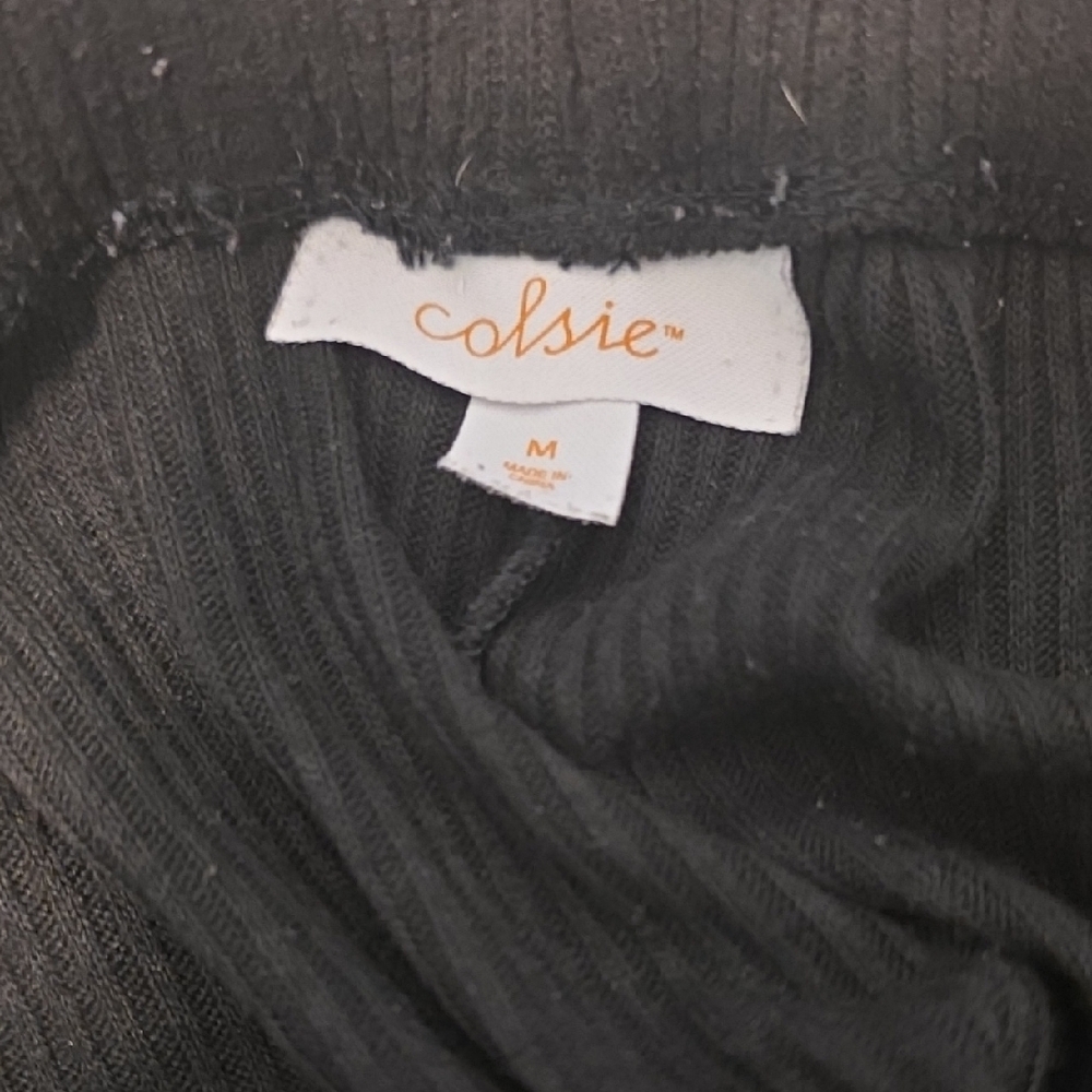 Colsie Black Ribbed Wide-Leg Lounge Pants - Picture 2 of 3